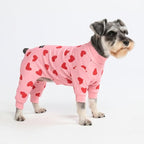 Spark Paws Dog Pajama, Dog Recovery Suit Male, Onesie, Ultra-Soft and 4-Way Stretch, for Small Medium and Large Breeds - Pink Hearts - M