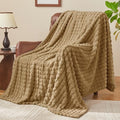 BEDELITE 3D Checked Camel Fleece Throw Blanket for Couch, 50x70 Inch by BEDELITE