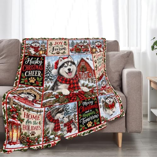 Husky Christmas Throw Blanket Snowy Farm Dog Holiday Gifts 50''x60'' - Image 5