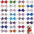 4th of July Dog Bow Ties Bulk for Large Dogs 30 Pack 5.1"*3.1" L by Bestwishforyou