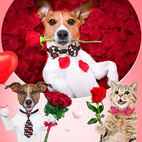 Chunful 150 Pcs Valentine's Dog Bow Ties Collars Bulk Adjustable Cat Dog Collars Bowtie Neckties Basic Puppy Costume for Small Medium Pet Grooming Accessories(Heart) - Image 5