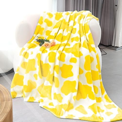 Fleece Blanket Soft Cozy Yellow Throw Blanket 50"x60" Lightweight Decorative Blanket for Couch Bed Yellow Gifts for Teens Girls Women Birthday by IMUKU