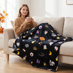 Gogreen Cozy Fleece Throw Blanket Halloween Decoration, Plush Ultra Soft Thick Flannel 300GSM Lightweight Travel Blankets for Couch Bed Sofa (Grey, 50x60 Inches) - U - Image 6