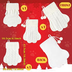 WATINC Pet Paw Christmas Stockings - 3 Pack Large Paw Shape Stocking with Tassel, Pet Dog Cat Knit White Christmas Hanging Socks for Xmas Eve Party Holiday Fireplace Tree Gift Decoration - Image 2