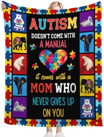 Autism Blanket Autism Puzzle Piece Throw Stuff Gifts 60"x50" - Image 4