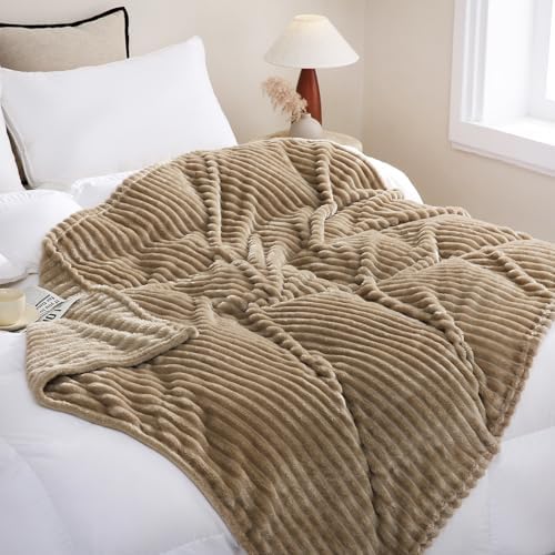 Tan Fleece Throw Blanket 50”×60” for Couch Sofa Livingroom - Image 2