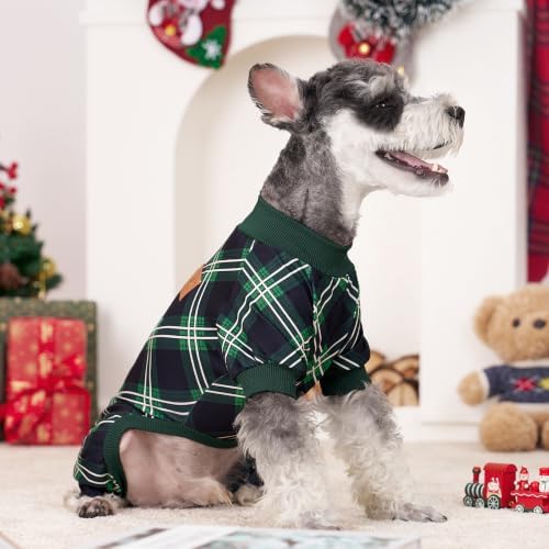 XPUDAC 4 Pack Dog Pajamas for Large Dogs Cats Plaid Doggie Clothes Puppy Onesies Christmas Pajamas Jumpsuits Pet Pjs Shirt Apparel 5X-Large, Red Green Beige Grey - Image 6