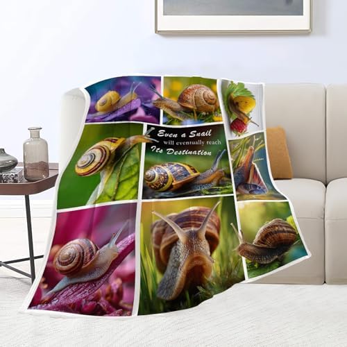 Snail Blanket Snail Lover Throw Blankets Gifts for Girls Boys Kids Soft Cozy Fleece Plush for Couch Sofa Bed 60"x50" - Image 4
