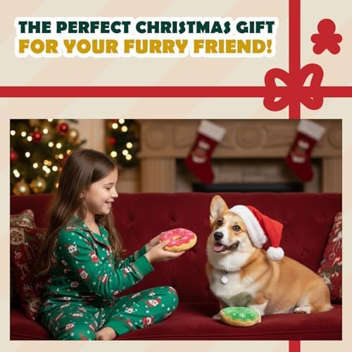 Christmas Squeaky Dog Toy Collection – Holiday Plush Chew Toys for Small & Medium Dogs (Christmas Donut Pack (2 PCS) - Image 5