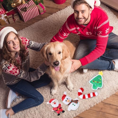 4 Pcs Christmas Dog Toys for Small Dogs Squeaky Small Dog Toys Durable Push Puppy Toys for Chewing Interactive with Crinkle Paper for Small Medium Dogs - Image 6