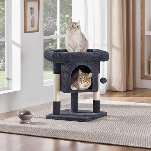 Yaheetech 23.5in Small Low-Profile Cat Tree Condo with Scratching Posts - Image 2