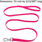 Waterproof Dog Training Leash 50FT 30FT 15FT 10FT 5FT Heavy Duty Recall Long Lead for Large Medium Small Dogs (5FT, Pink)