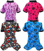 PET SHOW 4 Pack Paw Print Fleece Dog Pajamas Warm for Small Dogs by PETSHOW