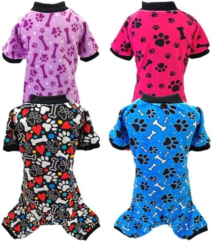 PET SHOW 4 Pack Paw Print Fleece Dog Pajamas Warm for Extra Large Dogs by PETSHOW