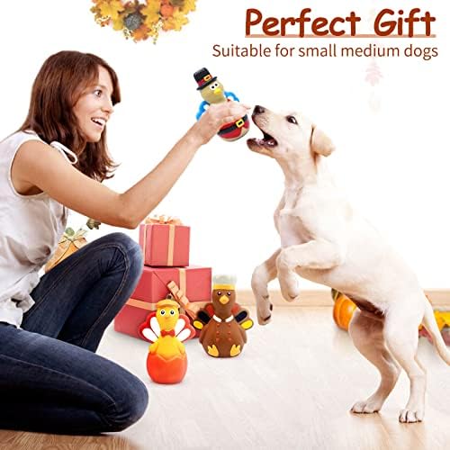Malier 3 Pack Thanksgiving Turkey Latex Dog Toys, Interactive Play Dog Toys for Small Medium Dogs - Image 5
