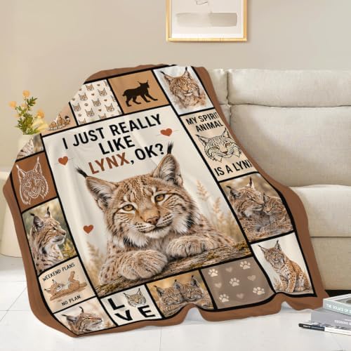 Lynx Blanket, Bobcat Throw Gifts Decor for Girls Women 60"X50" - Image 4