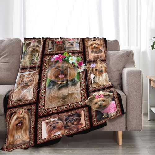 Yorkshire Terrier Blanket for Girls Women Boys Men Adults Kids Soft Cozy Fleece Yorkie Dog Throw Blankets Gifts Warm Flannel Plush Stuff Lightweight Decorative for Couch Bed Sofa 60"X50" - Image 6