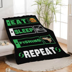 Fishing Blanket for Girls Women Boys Men Adults Kids Soft Cozy Fleece Eat Sleep Fish Hamburger Throw Blankets Fisherman Gifts Warm Flannel Plush Lightweight Decor for Couch Bed Sofa 80"X60" - Image 3