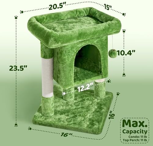 Yaheetech 23.5in Small Low-Profile Cat Tree Condo with Scratching Posts - Image 3