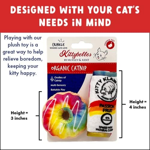 Huxley & Kent Plush Catnip Cat Toy 2pk, Donut & Kitty Klaw Passion Fruit - Image 3