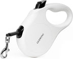 26FT Retractable Dog Leash, Heavy Duty Great Leash for Dog up to 110 lbs, 360° Tangle-Free RetractionOne-Handed Brake, Strong Nylon Tape (Large, White)