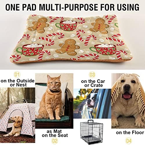 Cute Christmas Gingerbread Man Dog Cat Bed Washable Non Slip Soft Removable Cover Pet Crate Beds for Small Dogs - Image 5