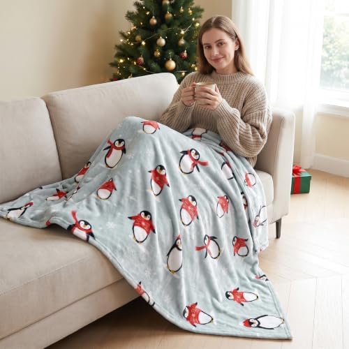Gogreen Christmas Fleece Throw Blankets for Couch & Bed - Lightweight Plush Cozy Fuzzy Soft Blankets and Throws for Sofa, Christmas Penguin, 50x60 Inches - B - Image 6
