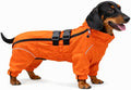 Lovelonglong Waterproof Dog Raincoat – 4-Leg Full Body Dog Rain Suit with Reflective Strips & Leash Opening, Outdoor Dog Jacket for Rainy Weather