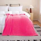 Hot Pink Fleece Throw Blanket 60”×80” for Couch Sofa Livingroom by linecooo