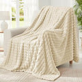 BEDELITE 3D Checked Beige Fleece Throw Blanket for Couch, 50x60 Inches by BEDELITE