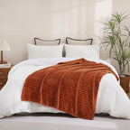 Burnt Orange Fleece Throw Blanket 90”×90” for Couch Sofa Livingroom - Image 6