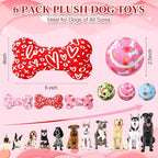 6 Pcs Valentine's Day Dog Toys Puppy Tennis Balls and Dog Squeaky Bone Toys Plush Interactive Pet Toys for Small Medium Large Dog Plush Chew Toys Puppy Training Toss Playing Gift - Image 2