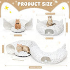 White Plush Cat Tunnel Christmas Tree Skirt with 11 Pcs Interactive Toys - Image 3