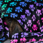 Pet Dog Cat Blanket Ultra Soft Cozy Fleece Paw Print Design Machine Washable Durable for Crates Beds Sofas Travel (Rainbow Paws, Medium) - Image 3