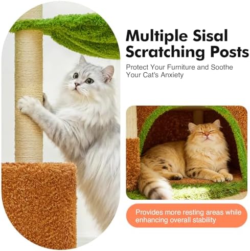 WOOCHPET Large Cat Tree with Condos and Hammock Tall Cat Tower - Image 4