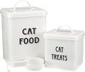 Morezi Farmhouse Cat Food Storage Container with Lid and Scoop, Pet Food Treats Holder, Sturdy Canister Tins for Kitchen Countertop, Shelf, Great Gift for Pet Owners, 5 lbs