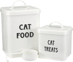 Morezi Farmhouse Cat Food Storage Container with Lid and Scoop, Pet Food Treats Holder, Sturdy Canister Tins for Kitchen Countertop, Shelf, Great Gift for Pet Owners, 5 lbs