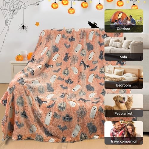 COMFAR Cute Halloween Blankets for Kids, for Kids/Teens/Women/Men, Halloween Blankets and Throws for Adults, Spooky Blanket for Boy/Girls, Fall Throw Blanket for Couch 40"x 60" - Image 6
