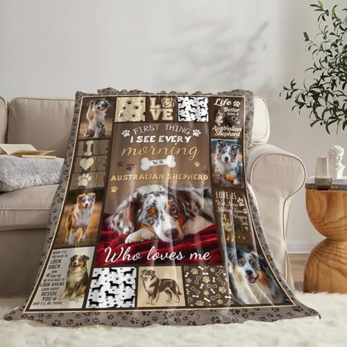 Australian Shepherd Blanket for Girls Women Boys Men Adults Kids Soft Cozy Fleece Aussie Dog Pet Throw Blankets Gifts Warm Flannel Plush Lightweight Decor for Couch Bed Sofa 80"X60" - Image 5