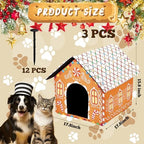 Doublefill 3 Pcs Christmas Gingerbread Cat House Outdoor Weatherproof - Image 2