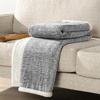 PAVILIA Sherpa Throw Blanket for Couch Sofa Bed, Melange Light Gray, 50x60 - Image 5
