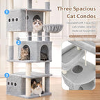 Gitelsnour Cat Tree, 71.6'' Tall Cat Tower with 3 Large Cat Condos, GCT800W - Image 2