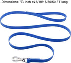 Waterproof Dog Training Leash 50FT 30FT 15FT 10FT 5FT Heavy Duty Recall Long Lead for Large Medium Small Dogs (15FT, Blue)