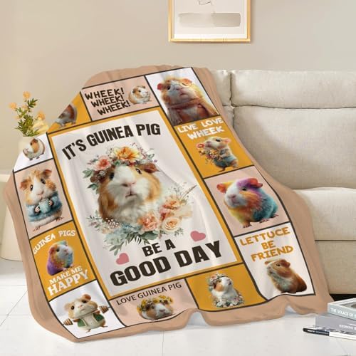 Guinea Pig Throw Blanket Guinea Pig Stuff Gifts for Kids Girls Boys Adults Women Men Soft Cozy Warm Plush Fluffy Fuzzy Fleece Blanket Decor 50''X60'' by Fuzawet