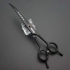 7.0 inches Professional Dog Grooming Scissors Set Straight & thinning & Curved & chunkers & comb 5pcs in 1 Set for left-handed & right handed Black