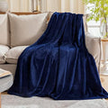 Fleece Plush Throw Blanket Navy Blue 60"x80"for Couch Fuzzy Cozy Flannel by JIAHANNHA