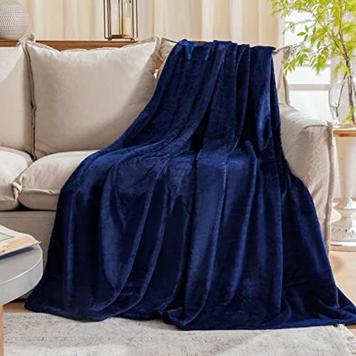 Fleece Plush Throw Blanket Navy Blue 60"x80"for Couch Fuzzy Cozy Flannel by JIAHANNHA