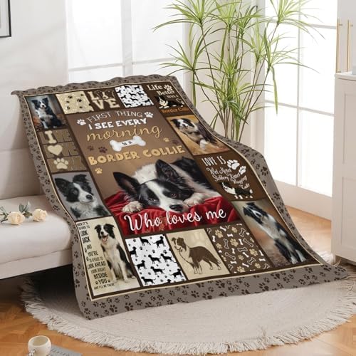 Border Collie Blanket for Girls Women Boys Men Adults Kids Soft Cozy Fleece Dog Pet Throw Blankets Gifts Warm Flannel Plush Lightweight Decor for Couch Bed Sofa 60"X50" - Image 3