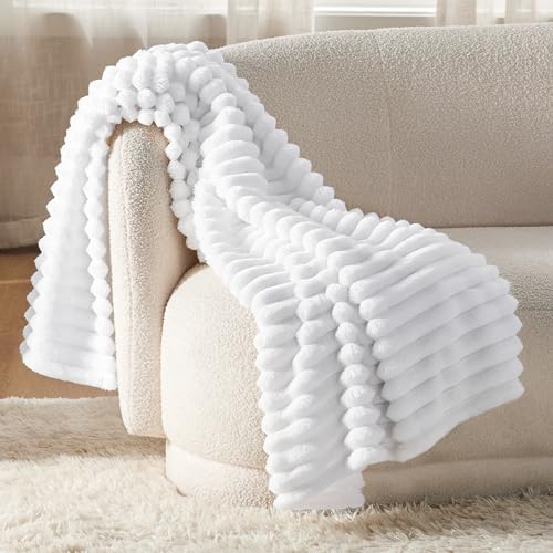 Bedsure Soft Twin Blanket for Bed Decor Gifts Bright White 60"x80" - Image 3
