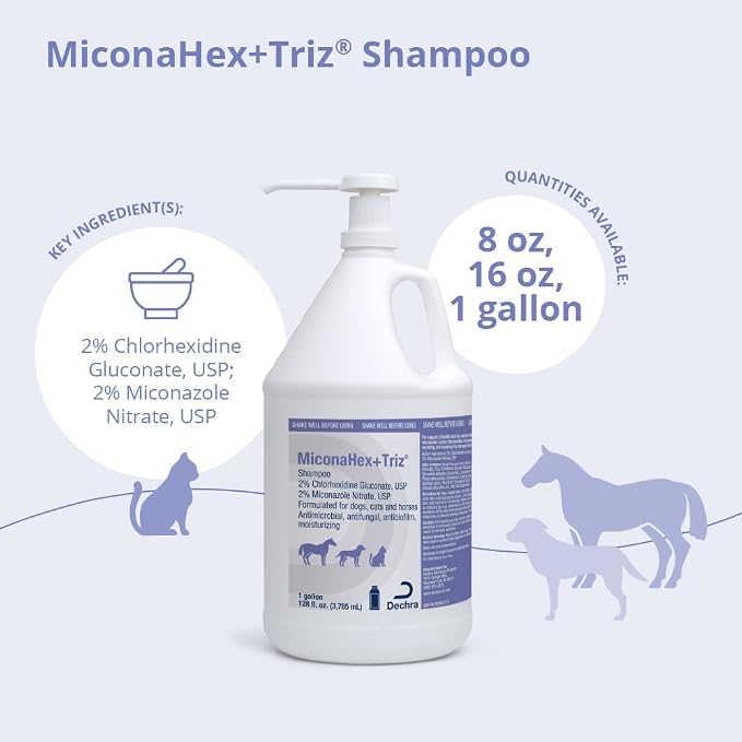MiconaHex+Triz Shampoo for Dogs, Cats and Horses, Gallon | Antibiofilm, Moisturizing; Packaging May Vary